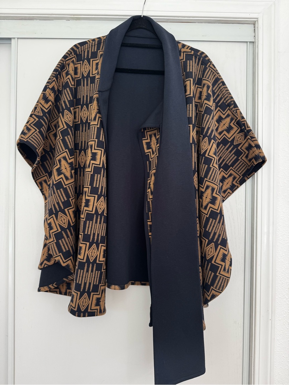 Pendleton Cape Poncho Geometric Southwest Navy Tan One Size